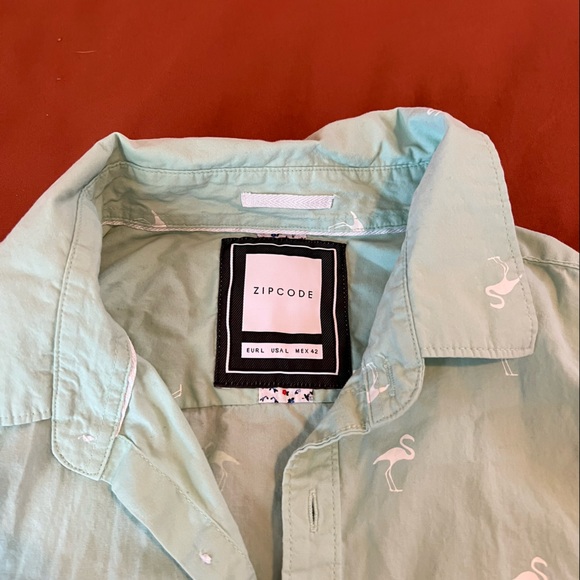 Flamingo Print Button Down - Picture 3 of 4